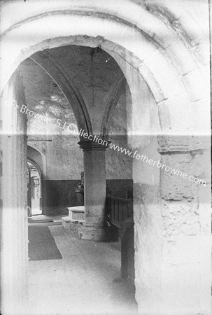 ST ANDREWS C.1300 CHANCEL 1370 TOWER 1460 (THATCHED ROOF OF NAVE & AISLE) LOOKING THROUGH S.W. DOOR